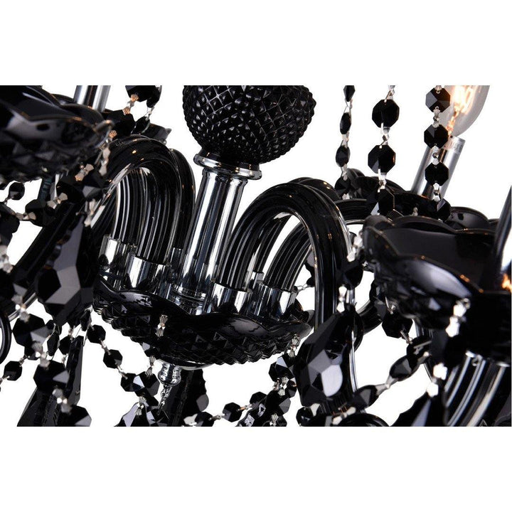 Chrome with Black Crystal Drop and Strand Chandelier - LV LIGHTING