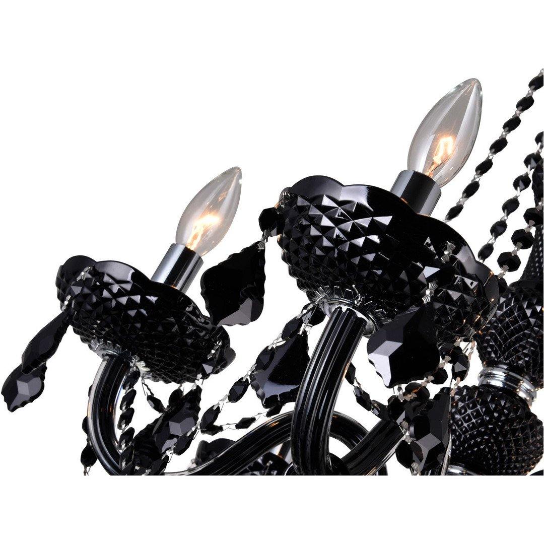 Chrome with Black Crystal Drop and Strand Chandelier - LV LIGHTING