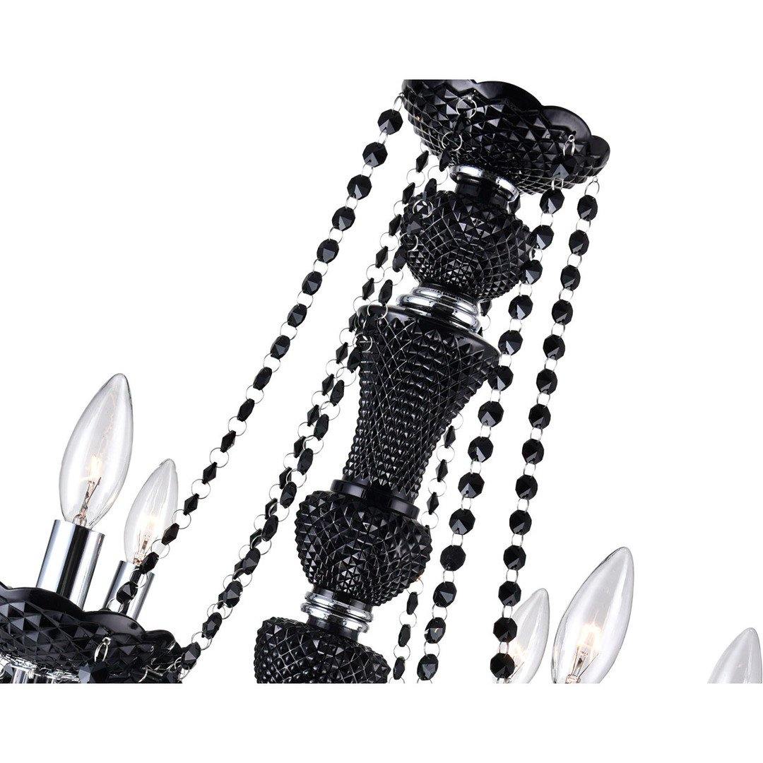 Chrome with Black Crystal Drop and Strand Chandelier - LV LIGHTING