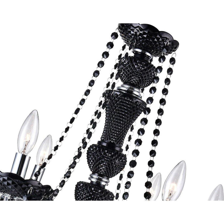 Chrome with Black Crystal Drop and Strand Chandelier - LV LIGHTING