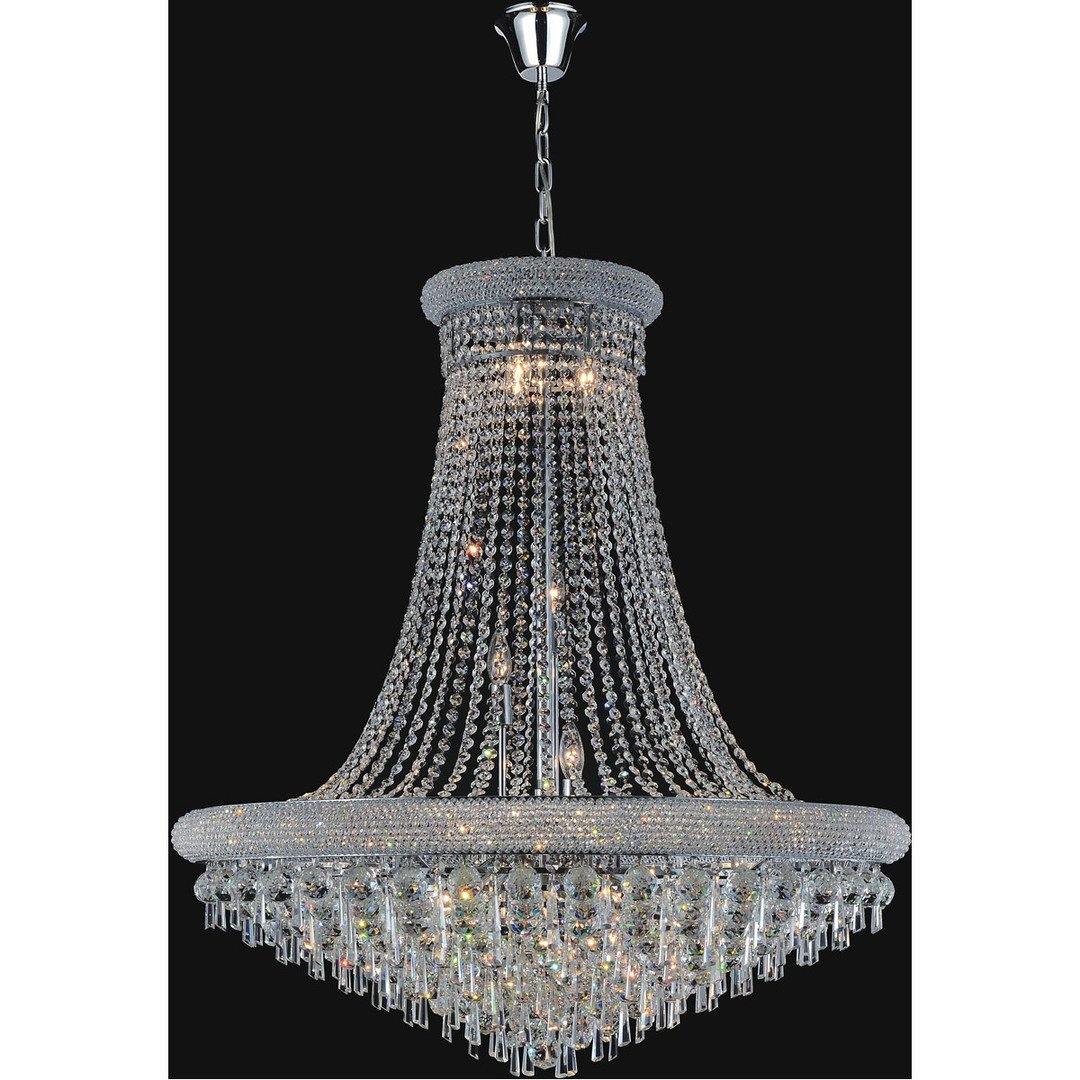 Chrome with Crystal Drop and Strand Chandelier - LV LIGHTING