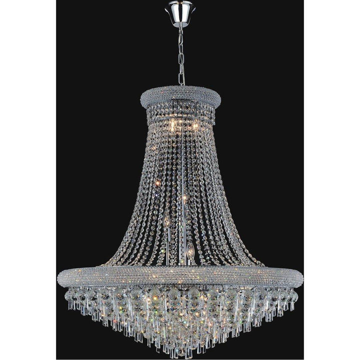 Chrome with Crystal Drop and Strand Chandelier - LV LIGHTING