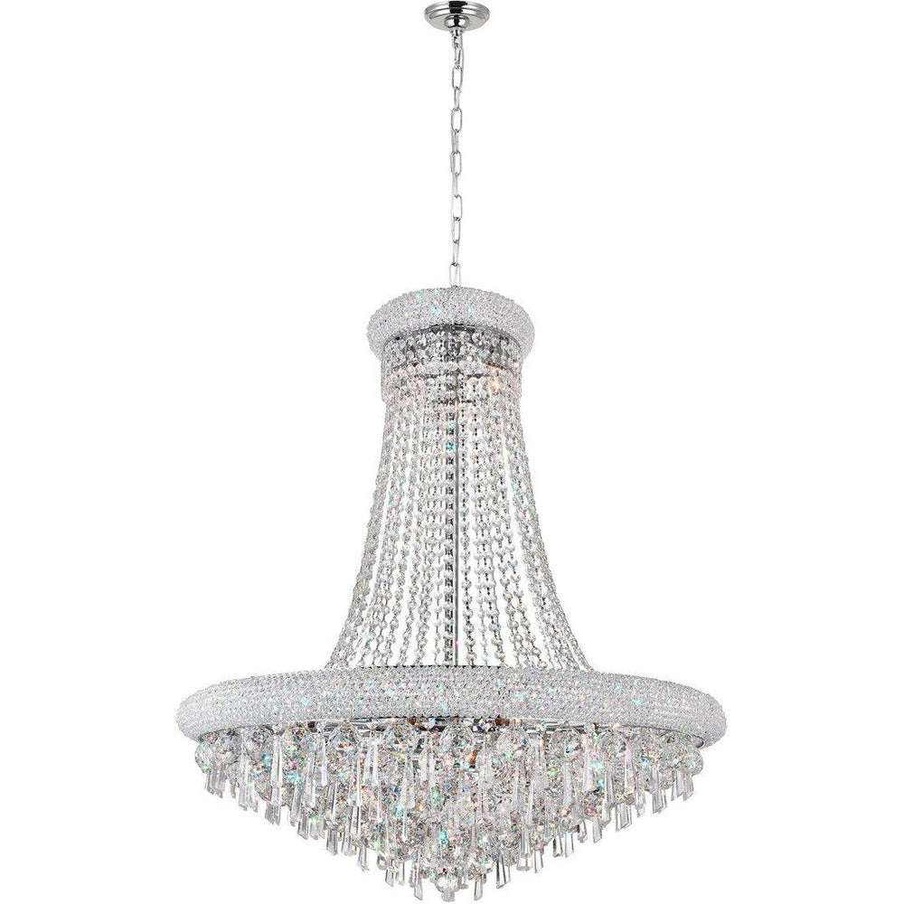 Chrome with Crystal Drop and Strand Chandelier - LV LIGHTING