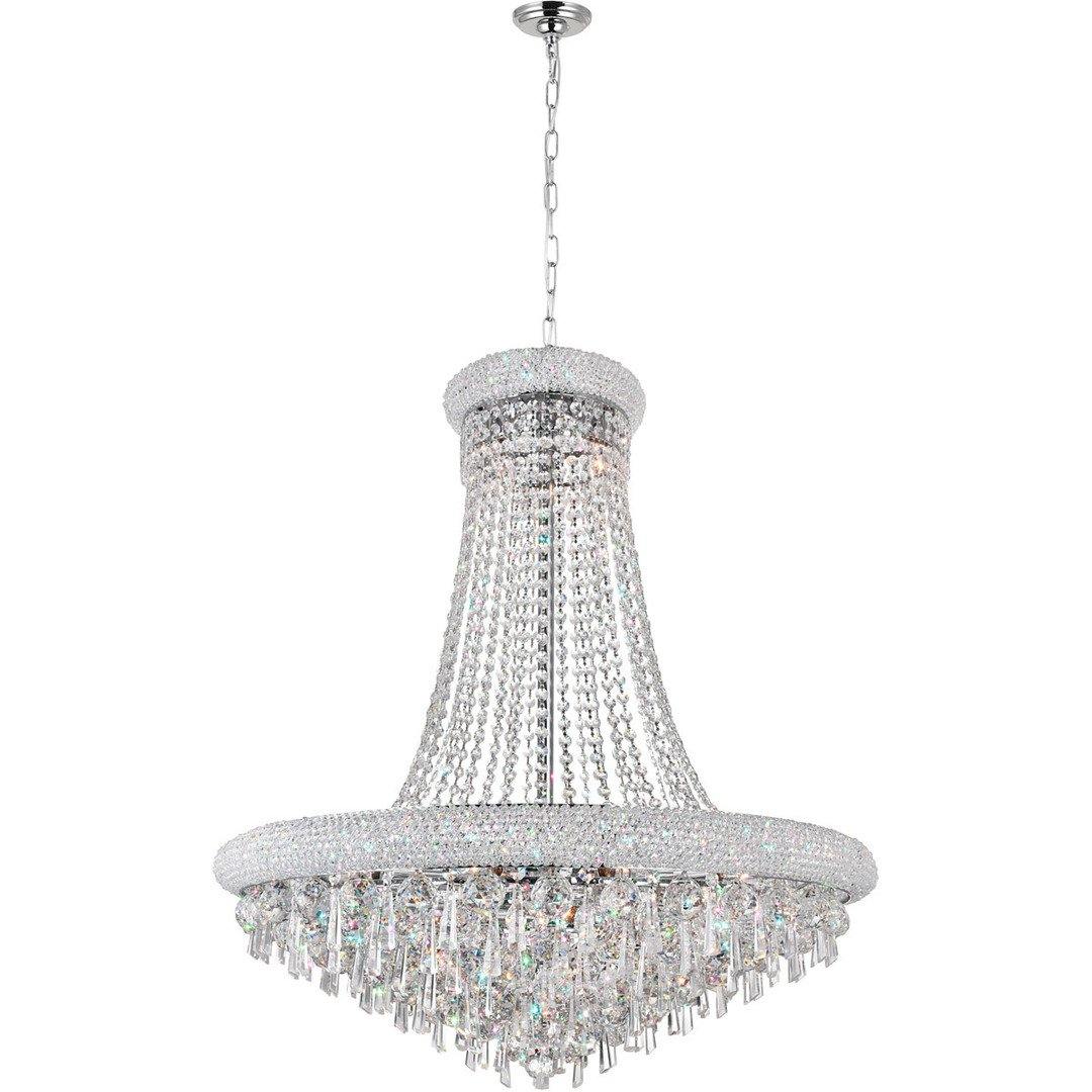 Chrome with Crystal Drop and Strand Chandelier - LV LIGHTING