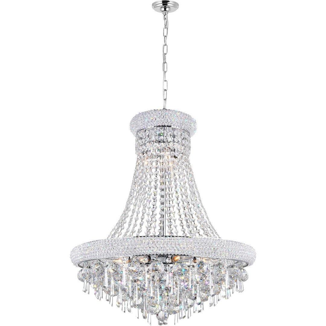 Chrome with Crystal Drop and Strand Chandelier - LV LIGHTING
