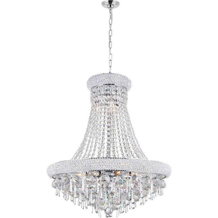 Chrome with Crystal Drop and Strand Chandelier - LV LIGHTING