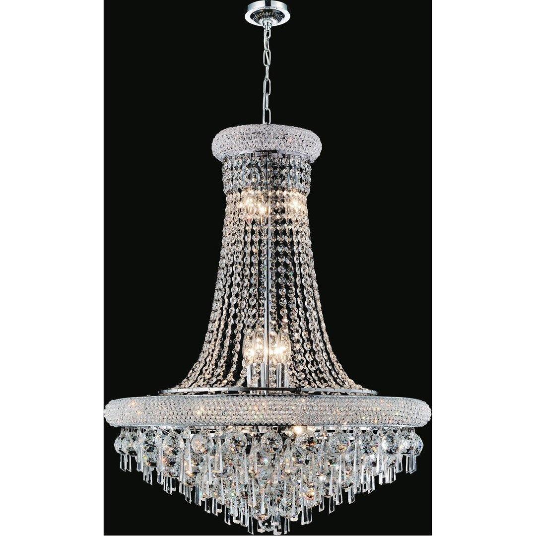Chrome with Crystal Drop and Strand Chandelier - LV LIGHTING