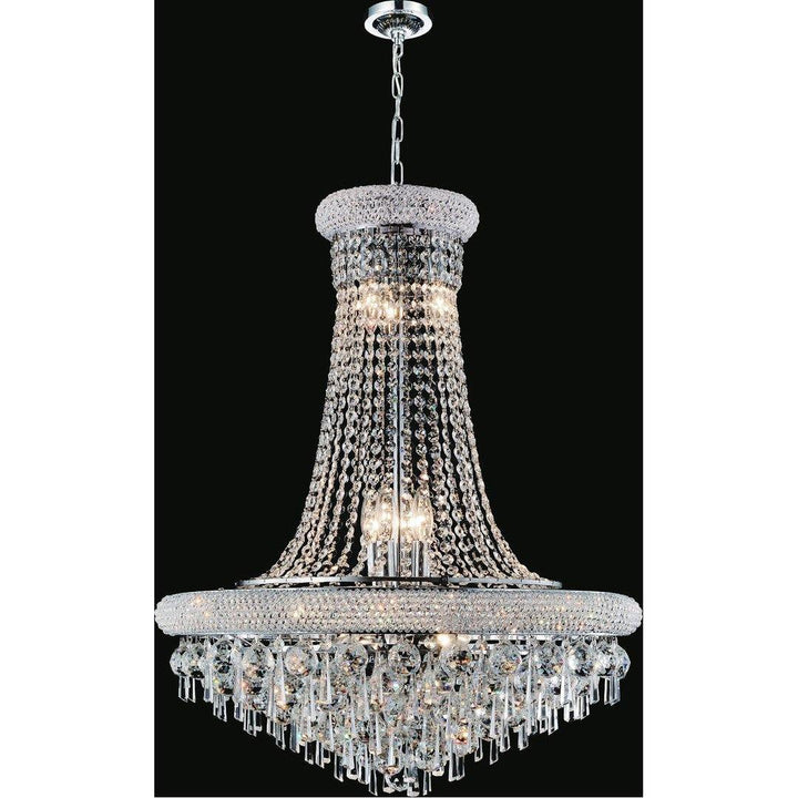 Chrome with Crystal Drop and Strand Chandelier - LV LIGHTING