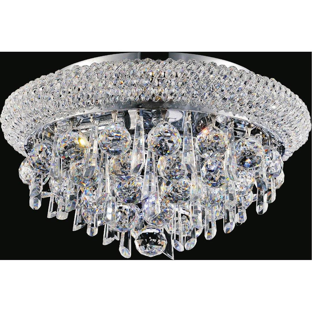 Chrome with Crystal Drop Round Flush Mount - LV LIGHTING
