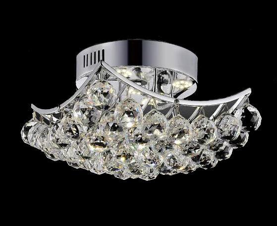 Chrome with Crystal Drop Flush Mount - LV LIGHTING