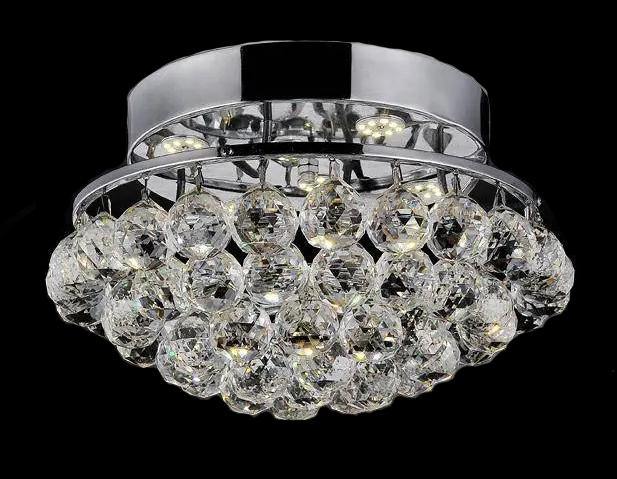 Chrome with Crystal Drop Round Flush Mount - LV LIGHTING