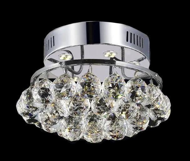 Chrome with Crystal Drop Round Flush Mount - LV LIGHTING