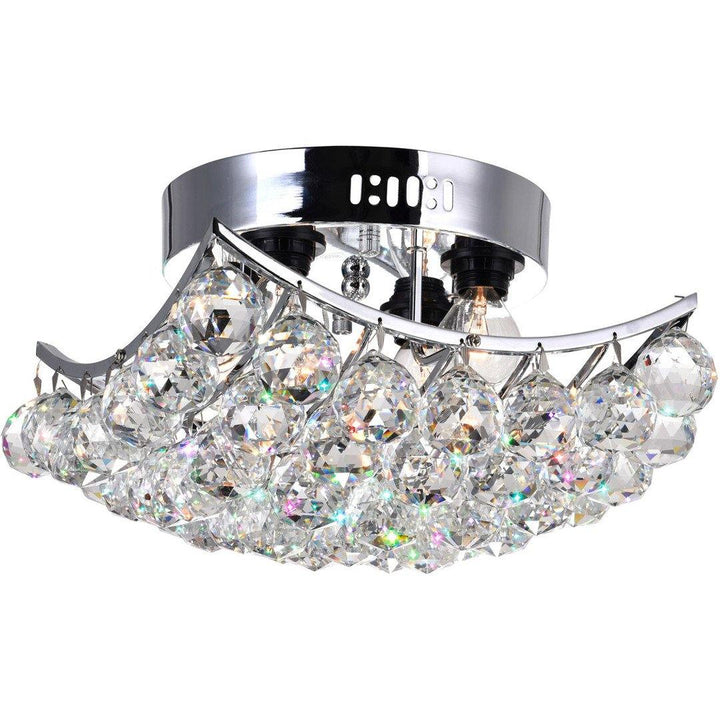 Chrome with Crystal Drop Flush Mount - LV LIGHTING