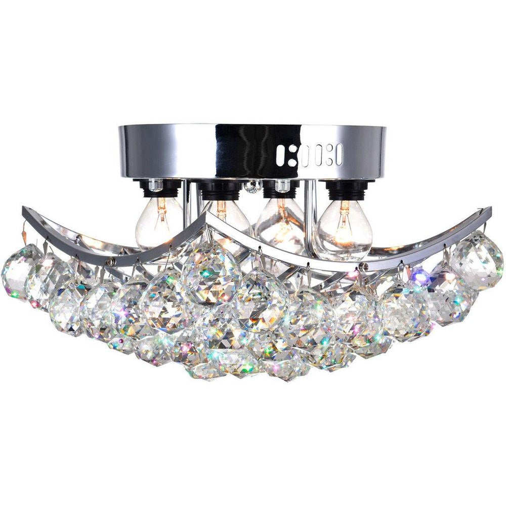 Chrome with Crystal Drop Flush Mount - LV LIGHTING