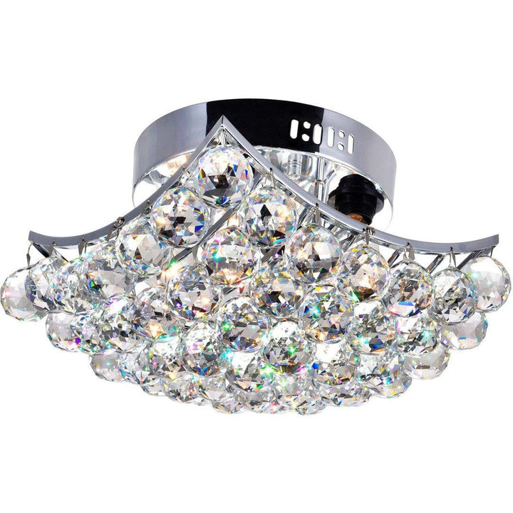 Chrome with Crystal Drop Flush Mount - LV LIGHTING