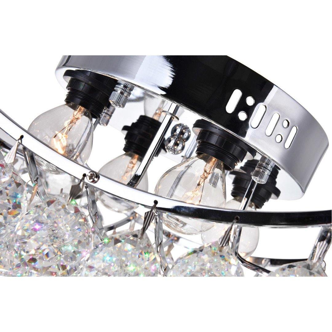 Chrome with Crystal Drop Flush Mount - LV LIGHTING