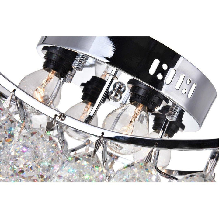Chrome with Crystal Drop Flush Mount - LV LIGHTING
