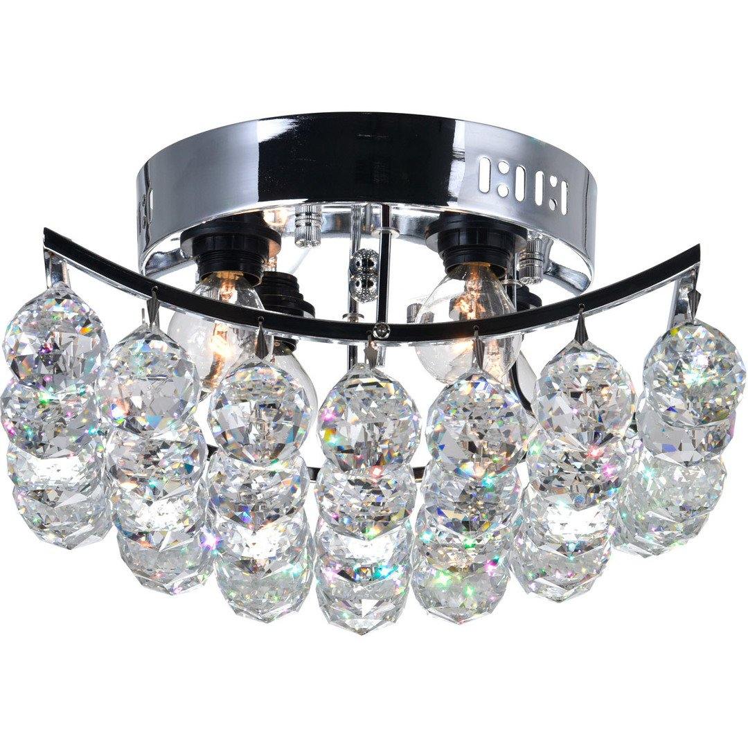 Chrome with Crystal Drop Flush Mount - LV LIGHTING