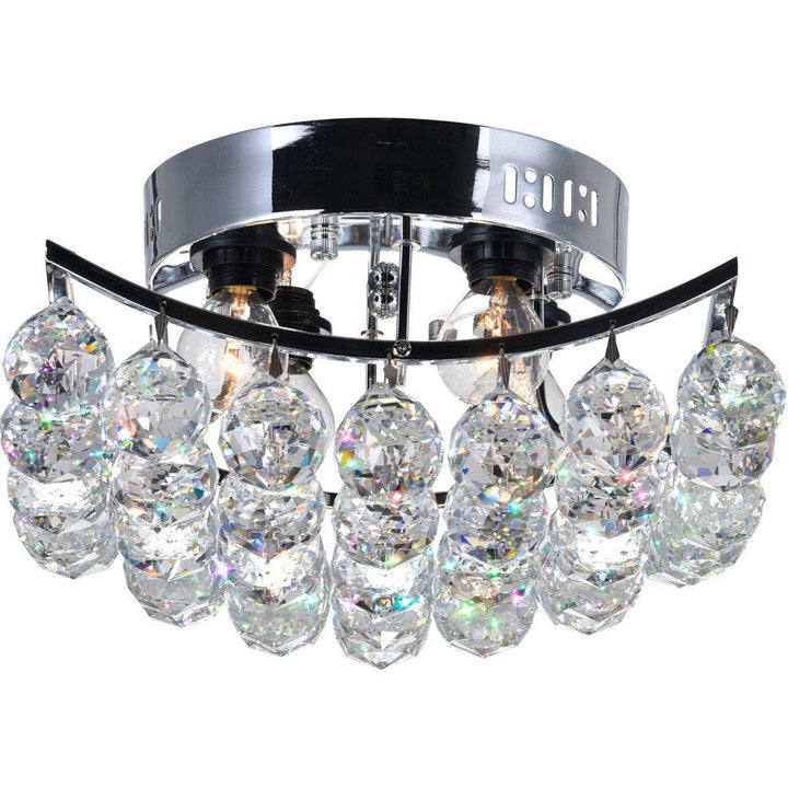 Chrome with Crystal Drop Flush Mount - LV LIGHTING