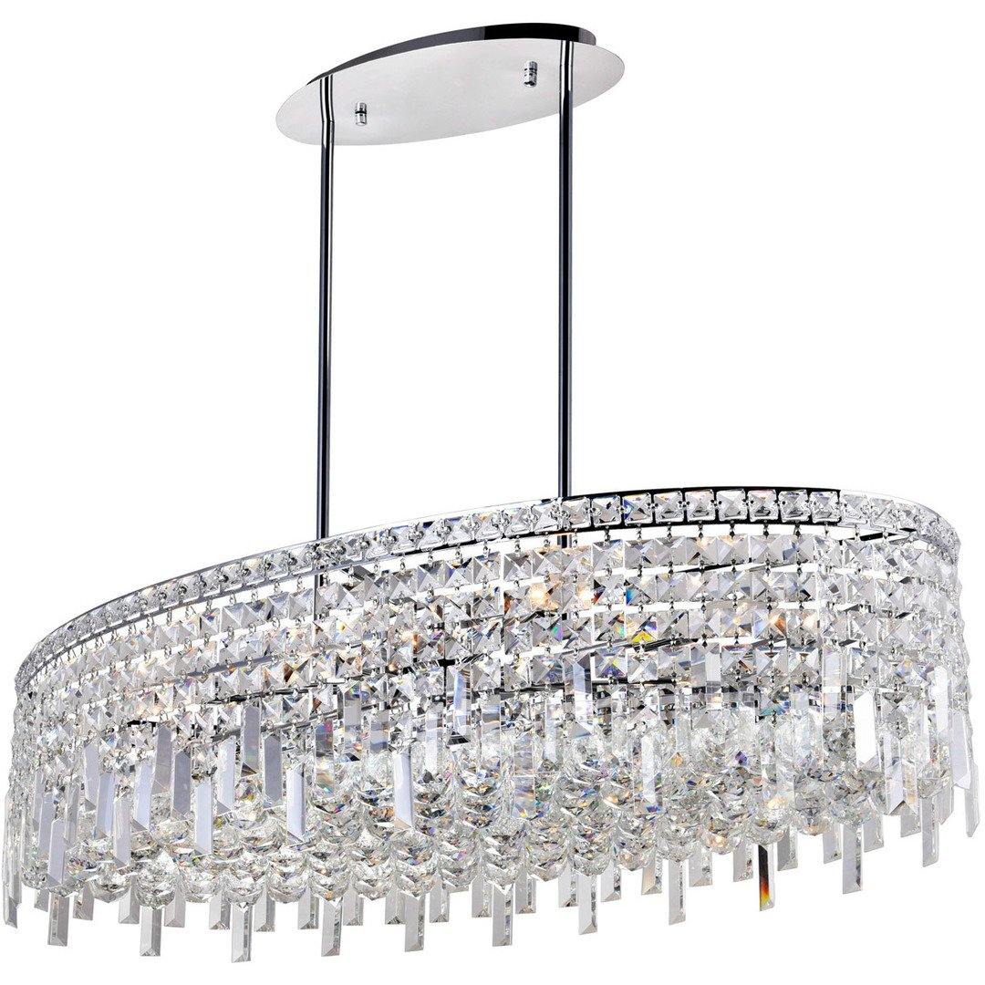 Chrome with Crystal Drop Linear Oval Chandelier - LV LIGHTING