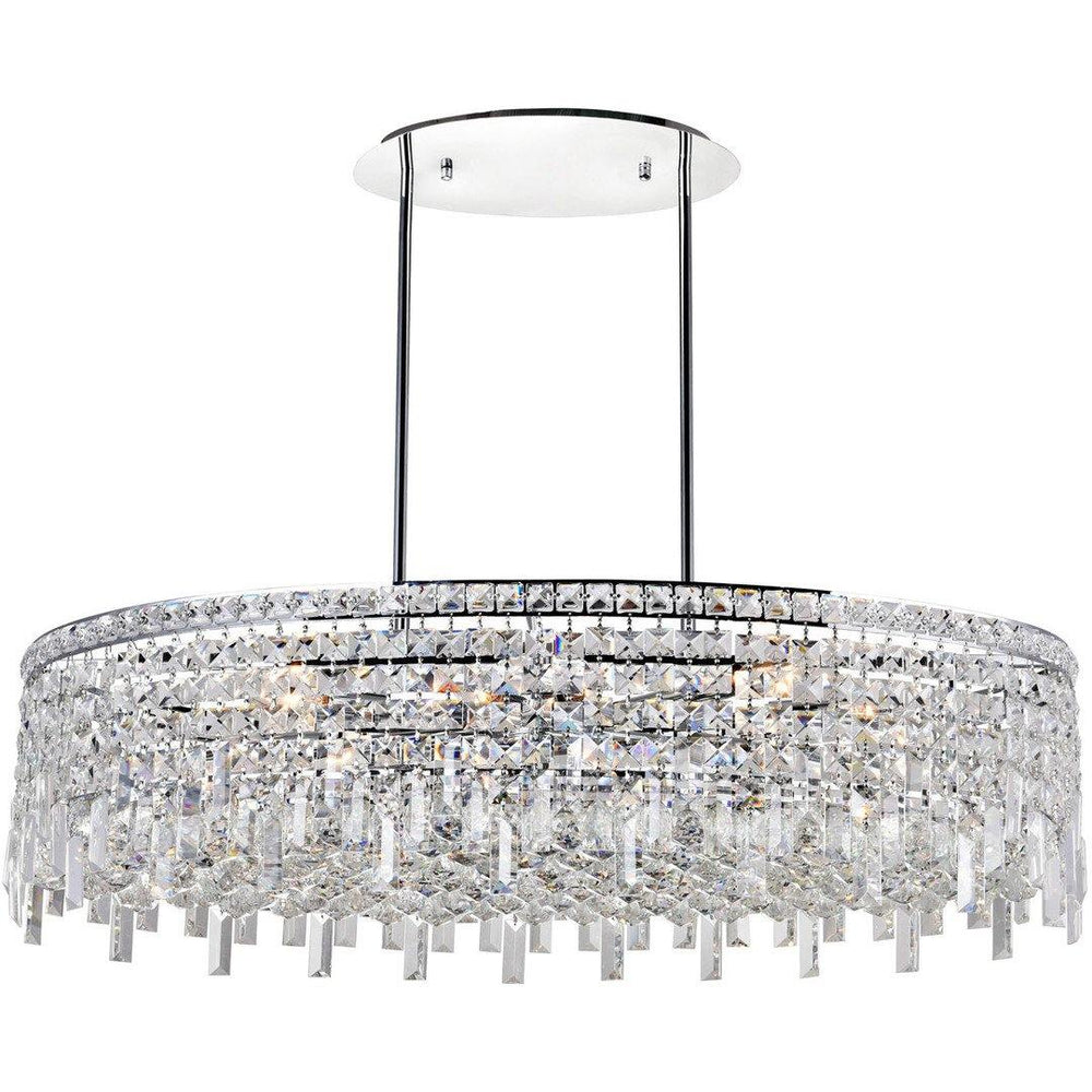 Chrome with Crystal Drop Linear Oval Chandelier - LV LIGHTING