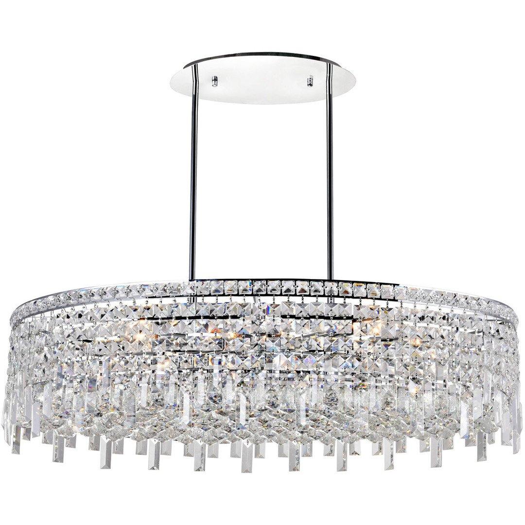 Chrome with Crystal Drop Linear Oval Chandelier - LV LIGHTING