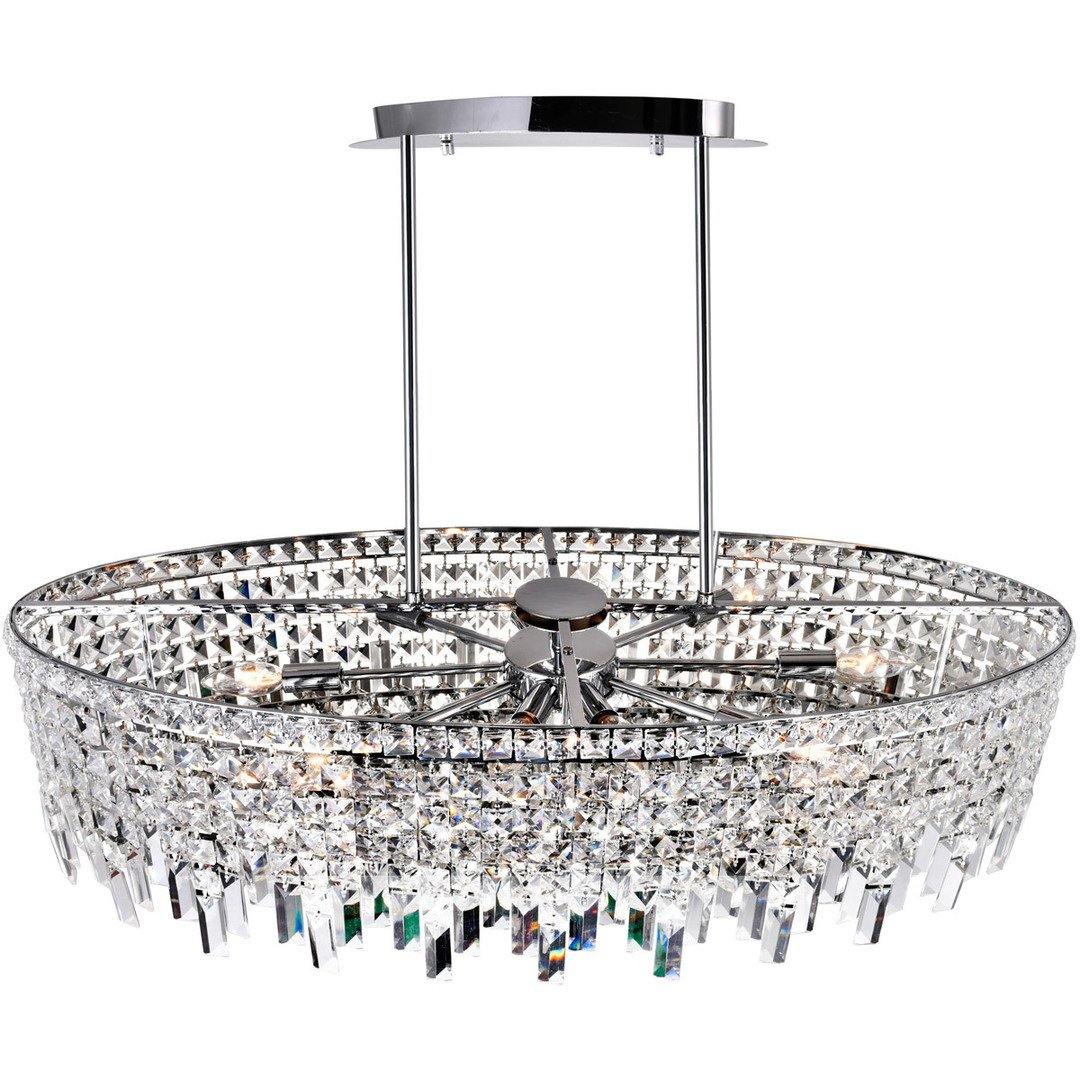 Chrome with Crystal Drop Linear Oval Chandelier - LV LIGHTING