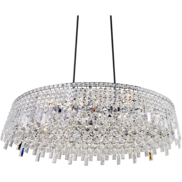 Chrome with Crystal Drop Linear Oval Chandelier - LV LIGHTING