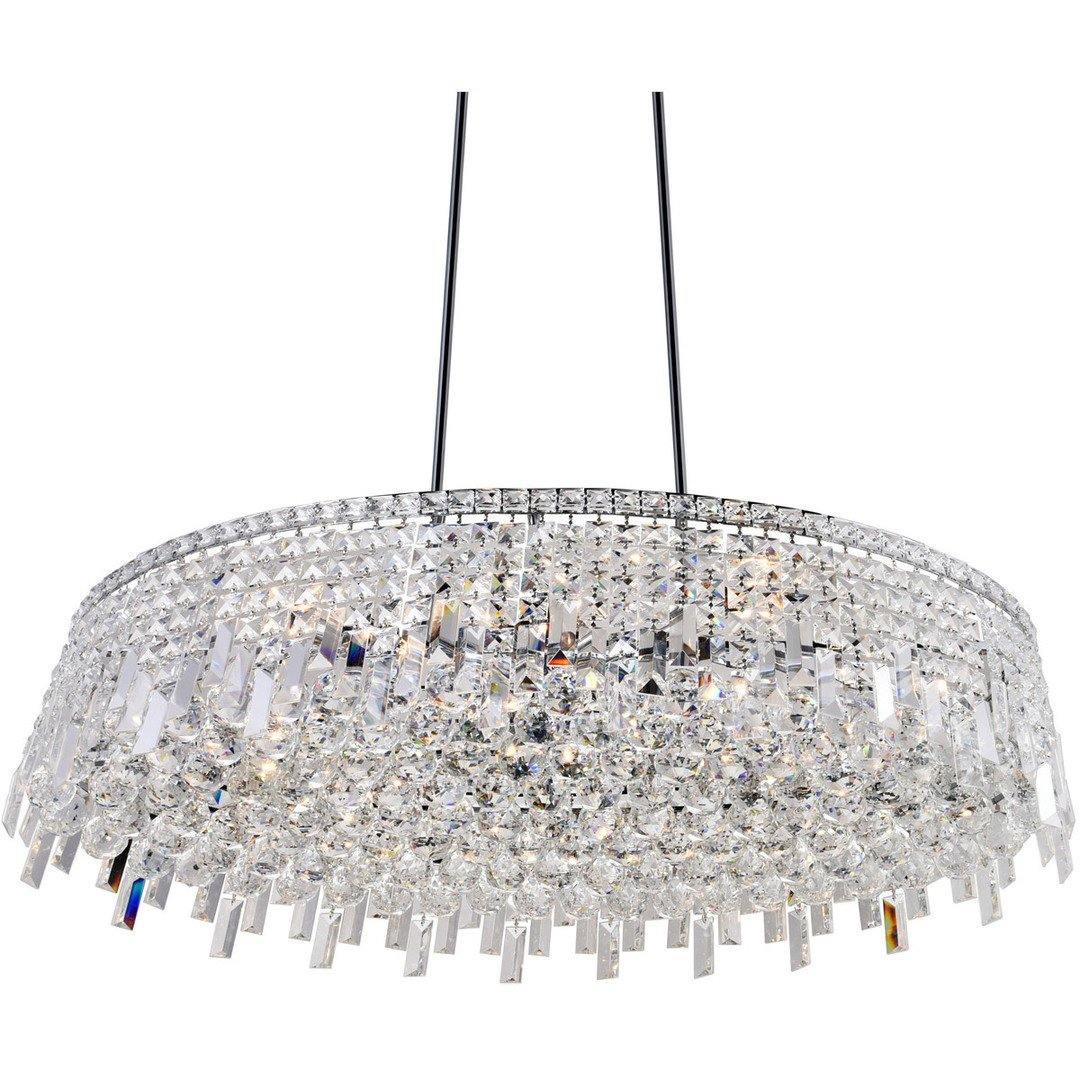 Chrome with Crystal Drop Linear Oval Chandelier - LV LIGHTING