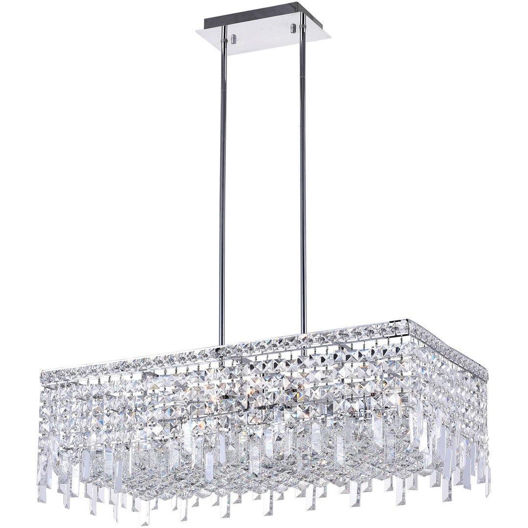 Chrome Rectangular Frame with Crystal Drop Linear Chandelier - LV LIGHTING
