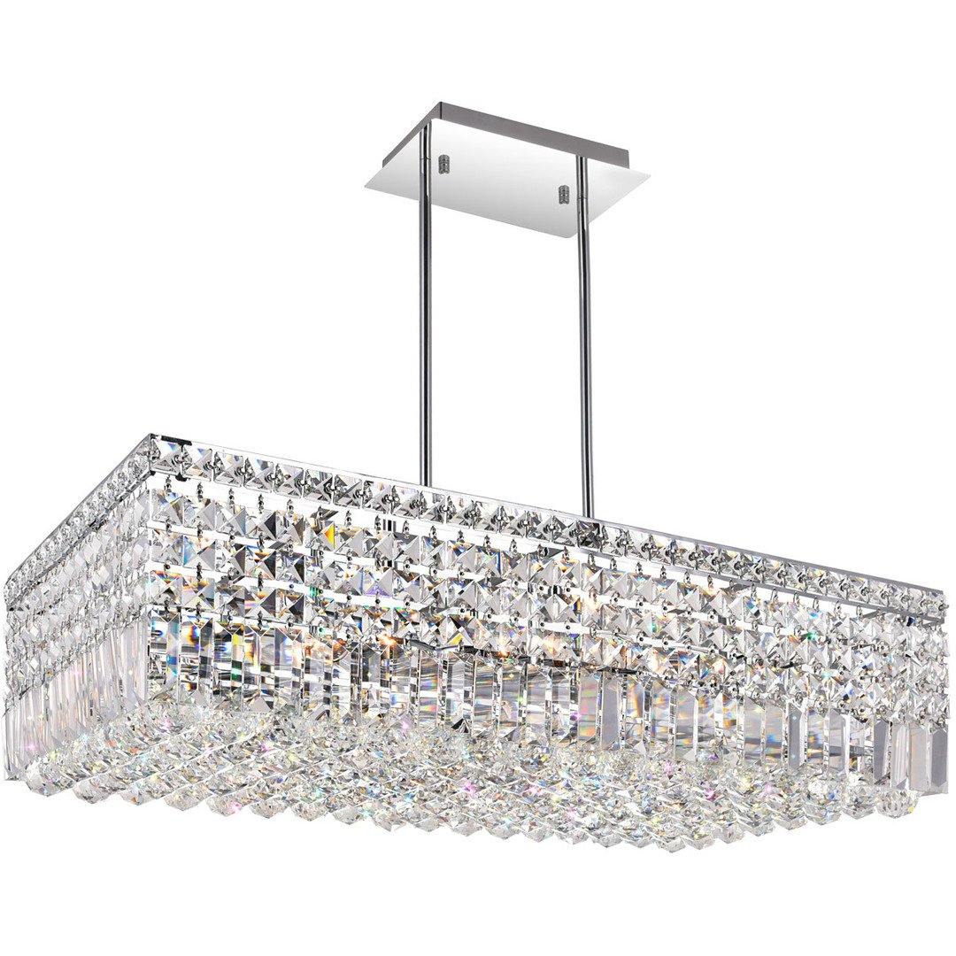 Chrome Rectangular Frame with Crystal Drop Linear Chandelier - LV LIGHTING