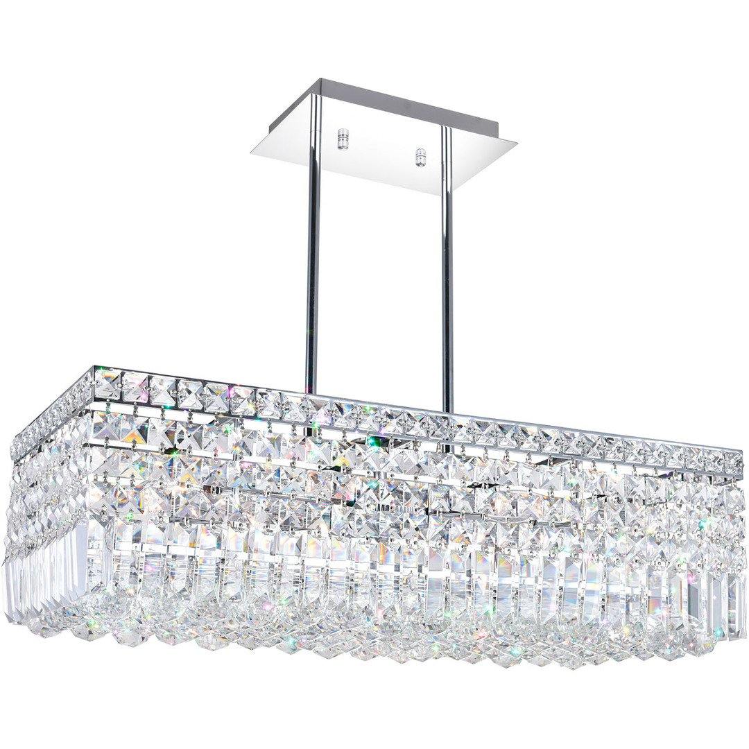 Chrome Rectangular Frame with Crystal Drop Linear Chandelier - LV LIGHTING
