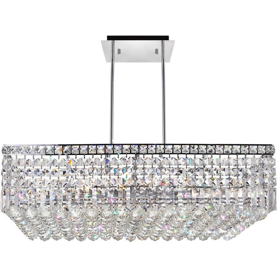 Chrome Rectangular Frame with Crystal Drop Linear Chandelier - LV LIGHTING