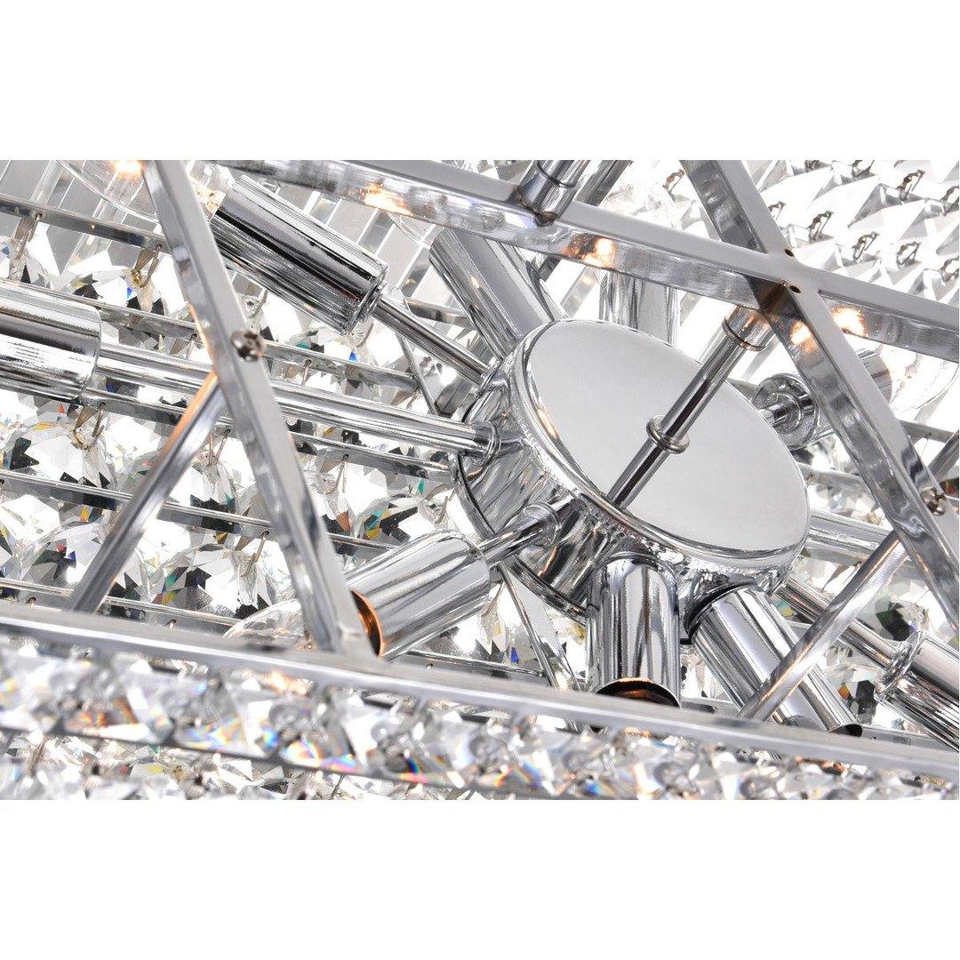 Chrome Rectangular Frame with Crystal Drop Linear Chandelier - LV LIGHTING