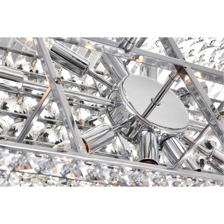 Chrome Rectangular Frame with Crystal Drop Linear Chandelier - LV LIGHTING