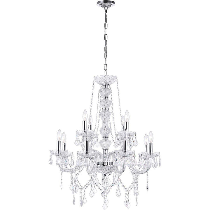 Chrome with Crystal Drop and Strand Chandelier - LV LIGHTING