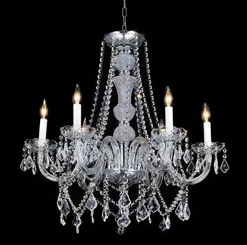 Chrome with Crystal Drop and Strand Chandelier - LV LIGHTING
