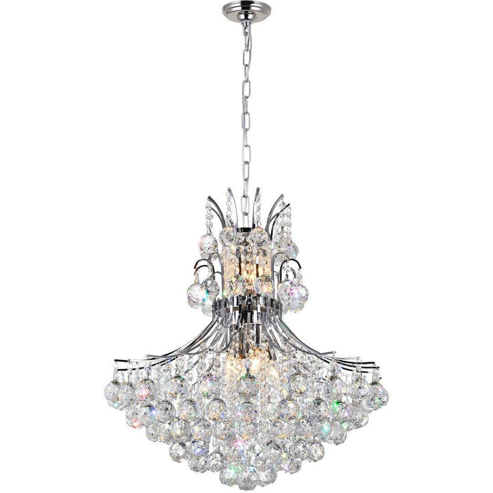 Steel Frame with Crystal Drop and Strand Chandelier - LV LIGHTING