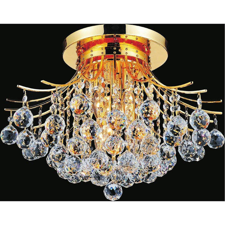 Steel with Crystal Drop and Strand Flush Mount - LV LIGHTING