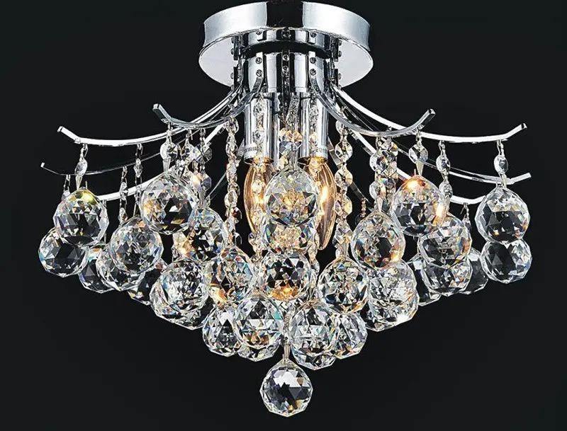 Steel with Crystal Drop and Strand Flush Mount - LV LIGHTING