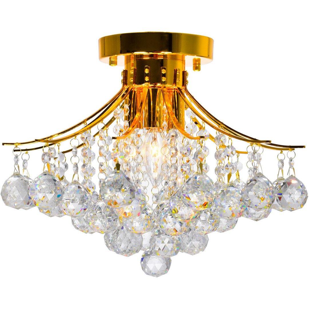 Steel with Crystal Drop and Strand Flush Mount - LV LIGHTING