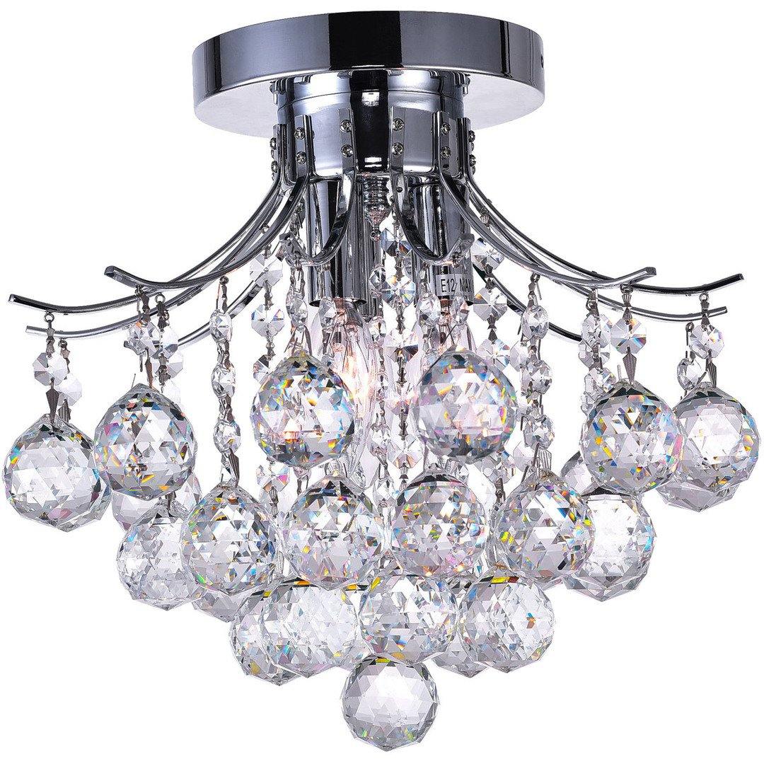 Steel with Crystal Drop and Strand Flush Mount - LV LIGHTING
