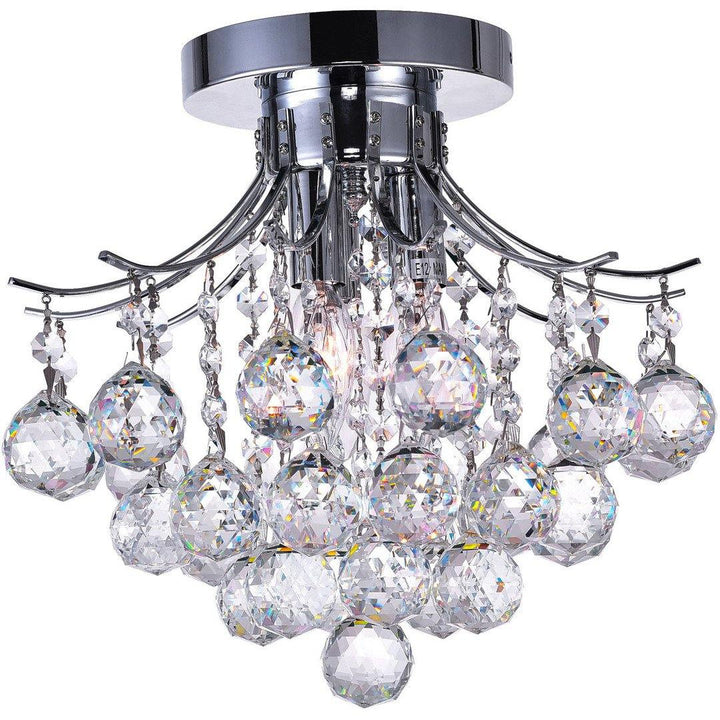 Steel with Crystal Drop and Strand Flush Mount - LV LIGHTING