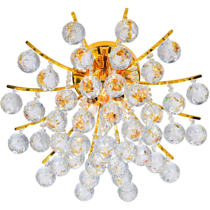 Steel with Crystal Drop and Strand Flush Mount - LV LIGHTING