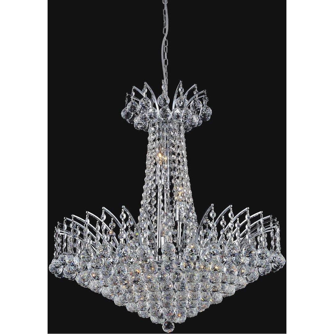 Chrome with Crystal Strand and Drop Chandelier - LV LIGHTING