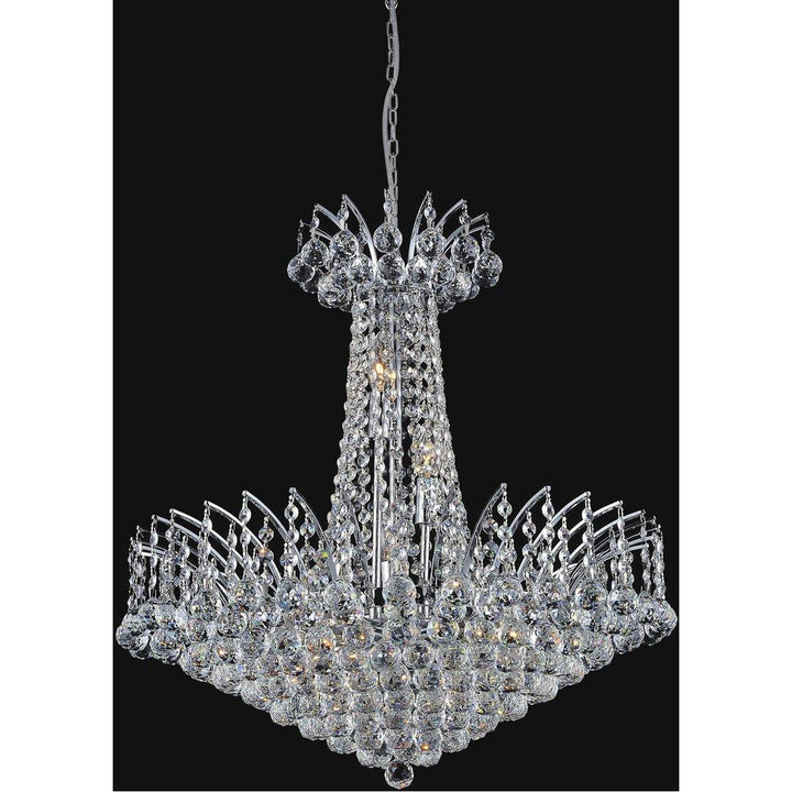 Chrome with Crystal Strand and Drop Chandelier - LV LIGHTING
