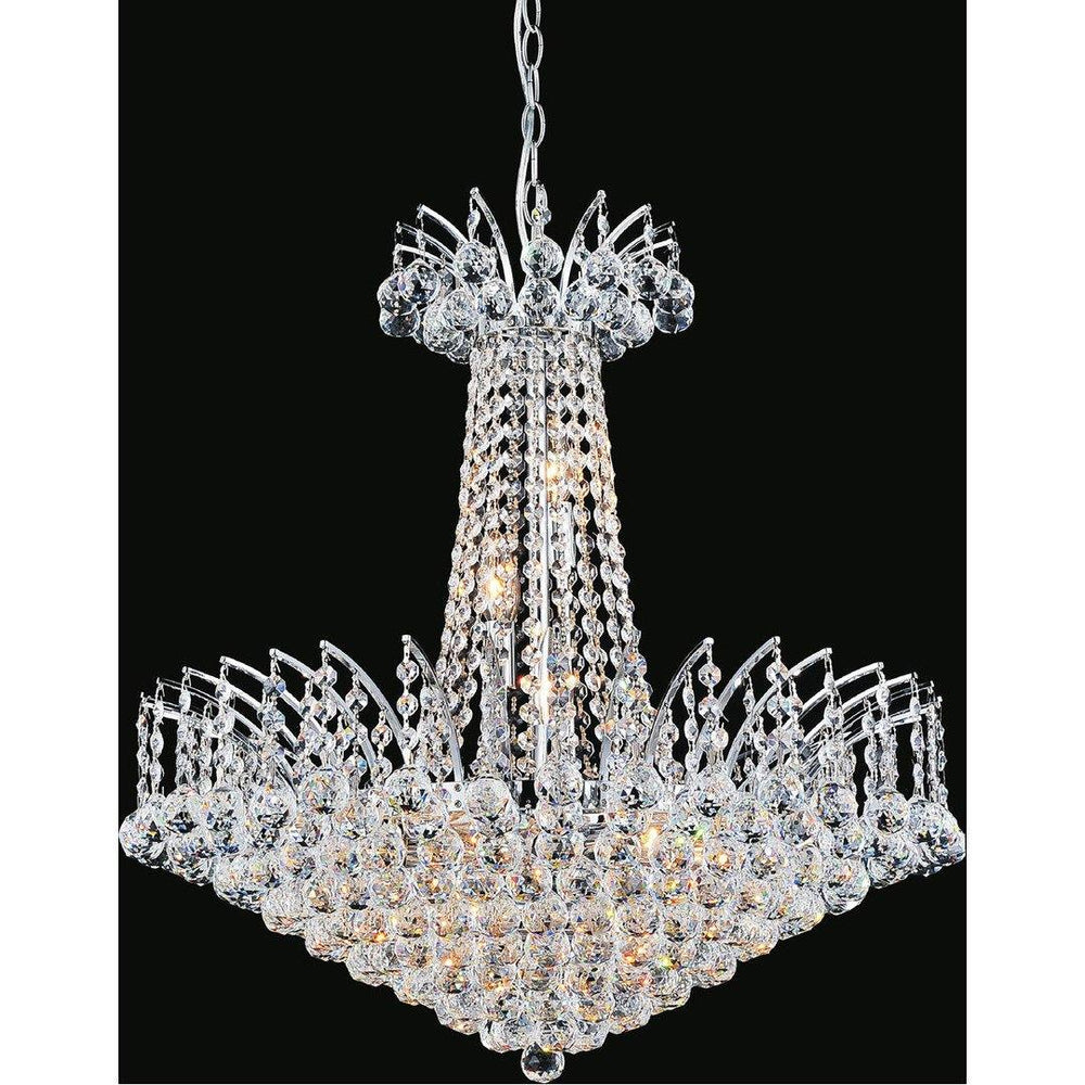 Chrome with Crystal Strand and Drop Chandelier - LV LIGHTING