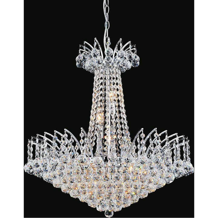 Chrome with Crystal Strand and Drop Chandelier - LV LIGHTING