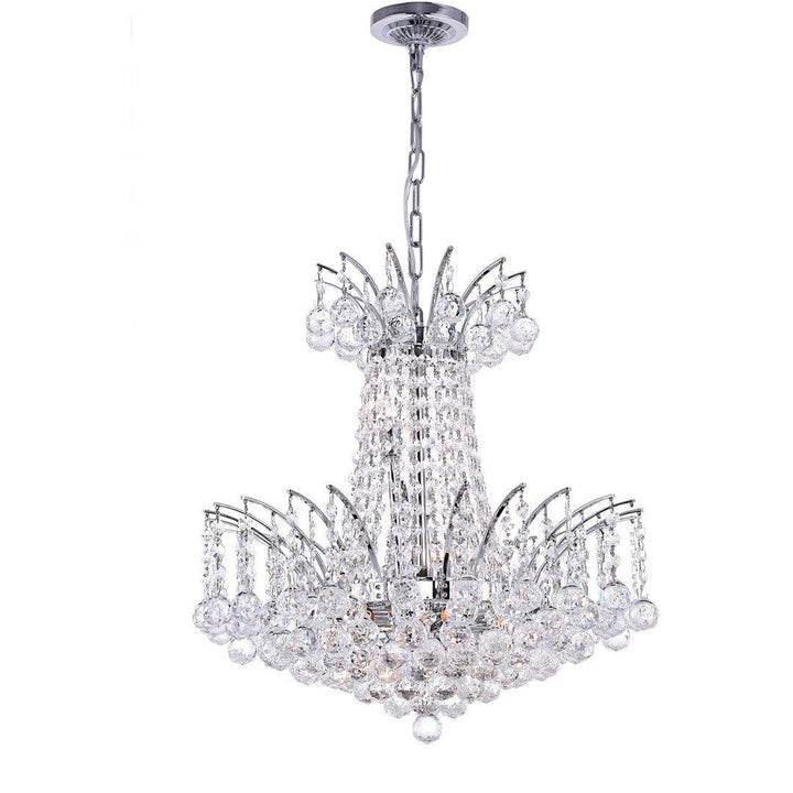 Chrome with Crystal Strand and Drop Chandelier - LV LIGHTING