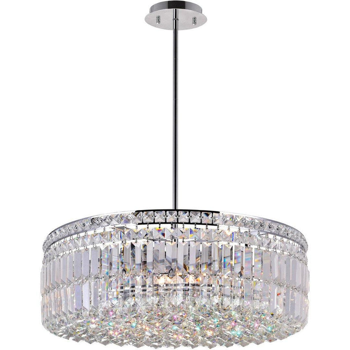 Chrome with Crystal Dorp Round Chandelier - LV LIGHTING